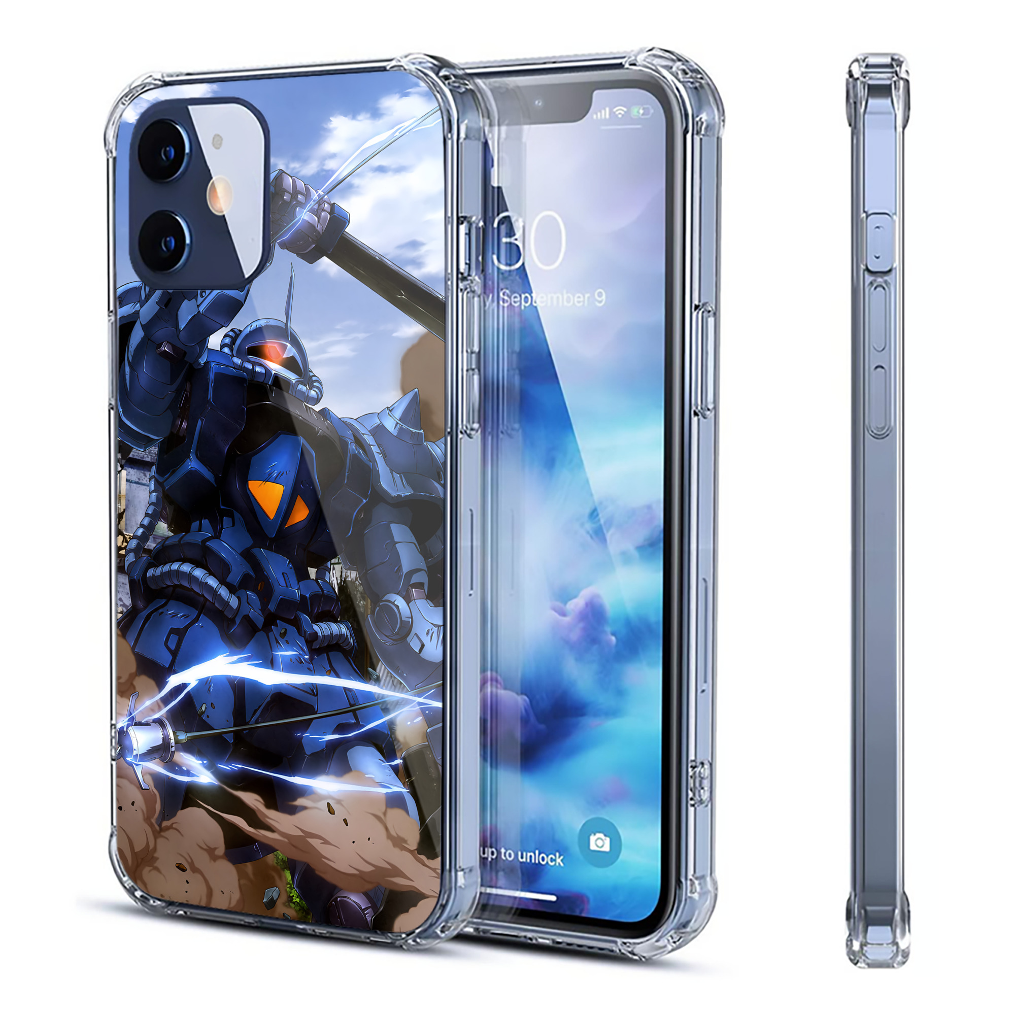 （画像用） 機動戦士ガンダム Mobile Suit Gundam 【iPhone 12シリーズ対応】透明スマホケース（クリアソフトケース）